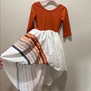 Stylish Orange and White Kids Dress